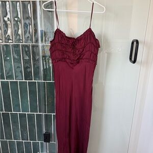 Astr Rich Burgundy Satin Dress